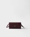 Prada Saffiano Leather Wallet On Chain In Burgundy