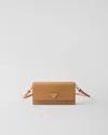 Prada Womens Neutral Saffiano Mini Leather Shoulder Bag In Natural