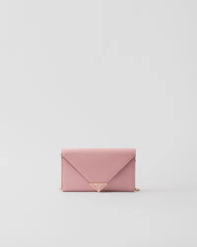 Prada Mini-tasche Aus Saffiano-leder In Rosa