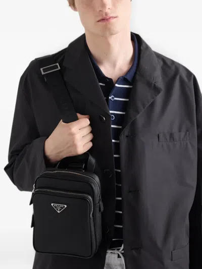 Prada Saffiano Leather Mini One-shoulder Backpack In Black