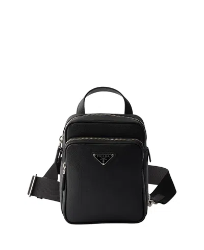 Prada Saffiano Leather Mini One-shoulder Backpack In Orange