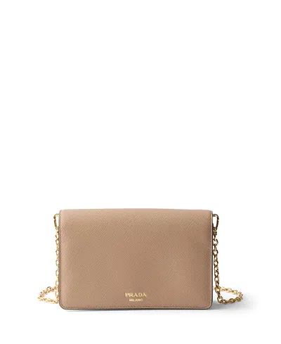 Prada Mini Saffiano Leather Shoulder Bag In Pink
