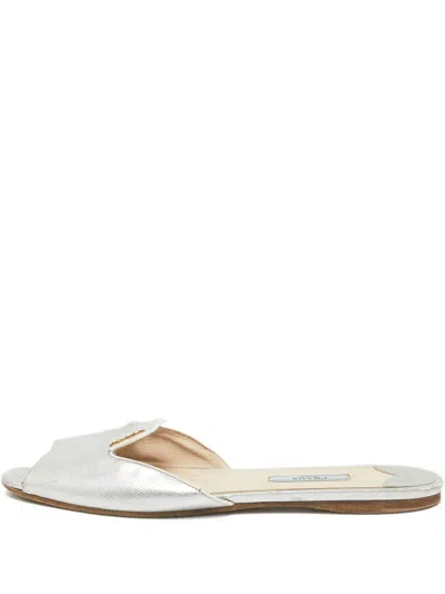 Pre-owned Prada Saffiano Leather Mules