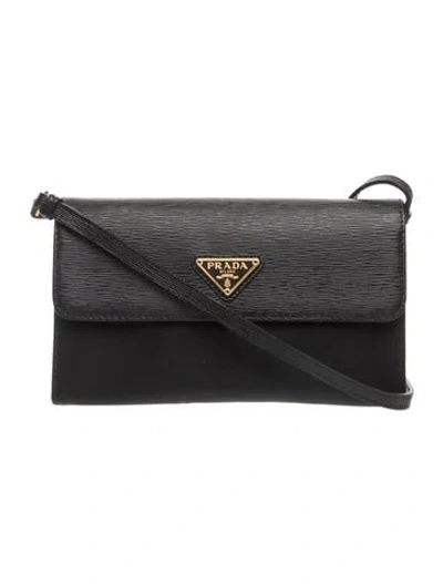 Pre-owned Prada Saffiano Leather Nylon And Saffiano Leather Wallet In Black