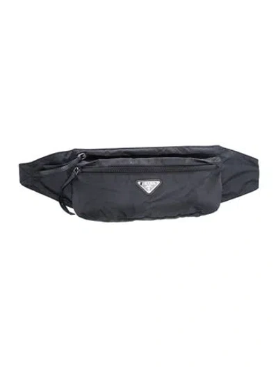 Pre-owned Prada Saffiano Leather Nylon Belt Bag In Blue