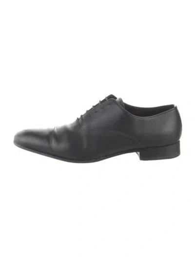 Pre-owned Prada Saffiano Leather Oxfords In Black