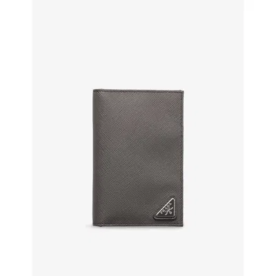 Prada Grey Saffiano Leather Passport Holder