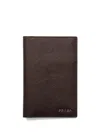 Prada Saffiano Leather Passport Holder In Brown