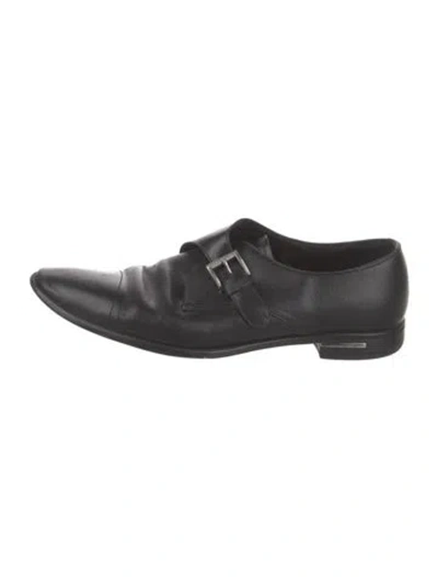Pre-owned Prada Saffiano Leather Patent Leather Oxfords In Black