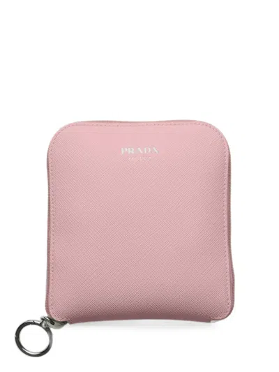 Prada Saffiano Leather Pendant With Re-nylon Tote Bag In Pink