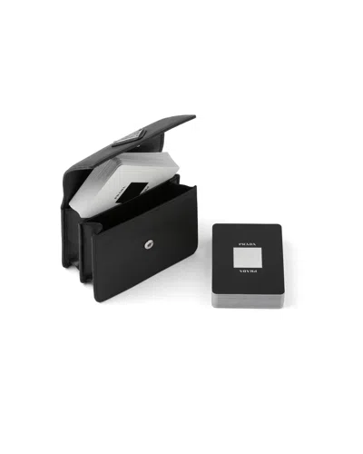 Prada Saffiano Leather Playing Cards Set In Black