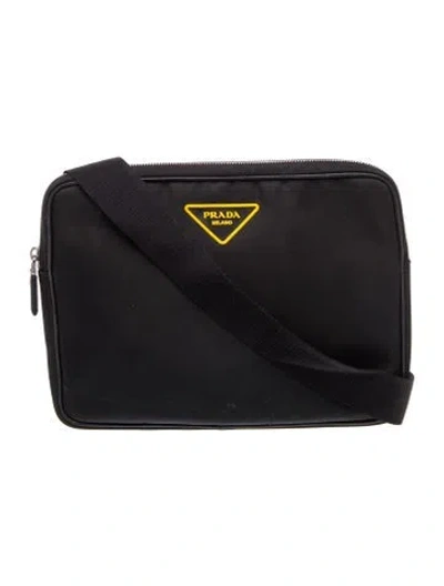 Pre-owned Prada Saffiano Leather Portfolio In Black