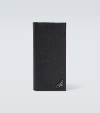 Prada Saffiano Leather Portfolio In Nero