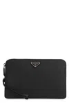Prada Triangle Logo Leather Clutch Bag