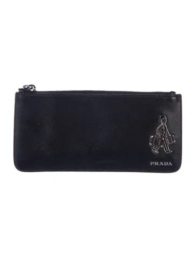 Pre-owned Prada Saffiano Leather Pouch In Black