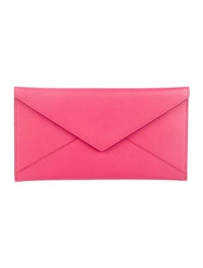 Pre-owned Prada Saffiano Leather Pouch In Pink