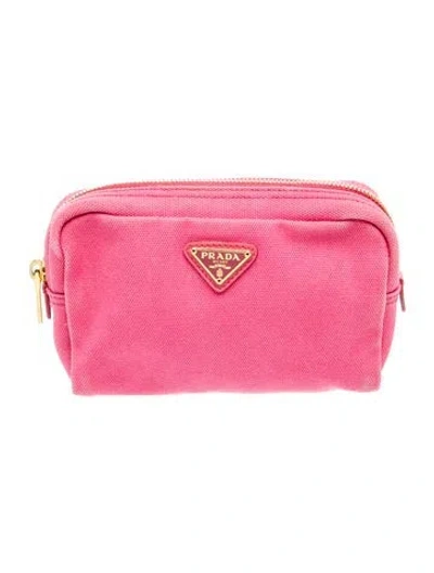 Pre-owned Prada Saffiano Leather Pouch In Pink