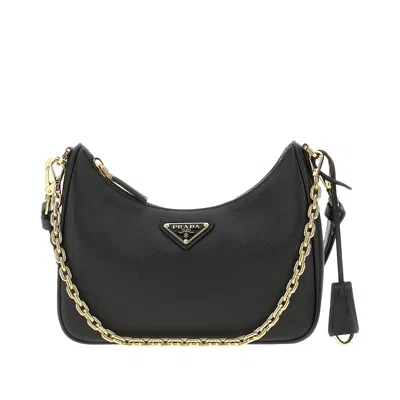 Prada Saffiano Leather ' Re-edition' Mini Bag In Black