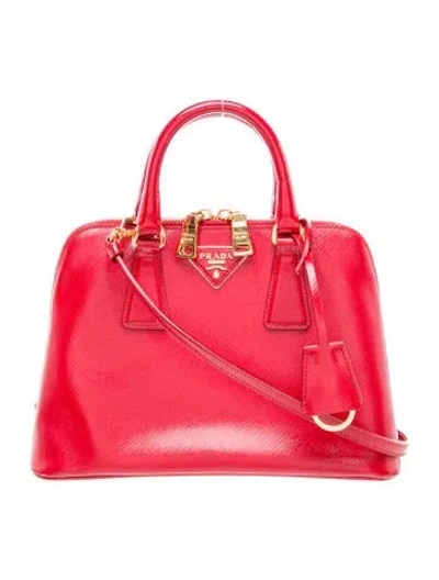 Pre-owned Prada Saffiano Leather Promenade Small In Red