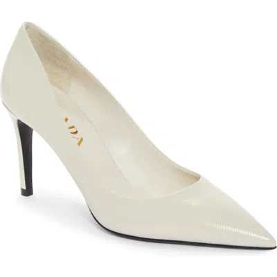 Prada Saffiano Leather Pump In White