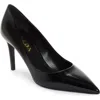 Prada Patent Saffiano Leather Pointy-toe Pump In Nero