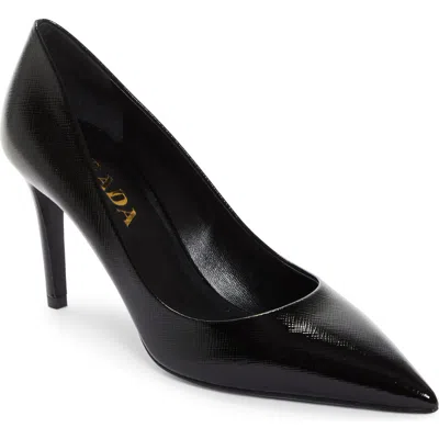 Prada Saffiano Leather Pump In Nero