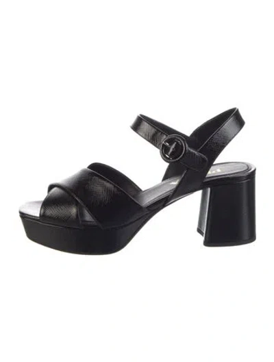 Pre-owned Prada Saffiano Leather Pumps In Black