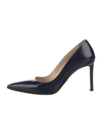 Pre-owned Prada Saffiano Leather Pumps In Blue