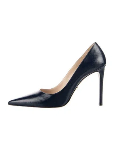 Pre-owned Prada Saffiano Leather Pumps In Blue