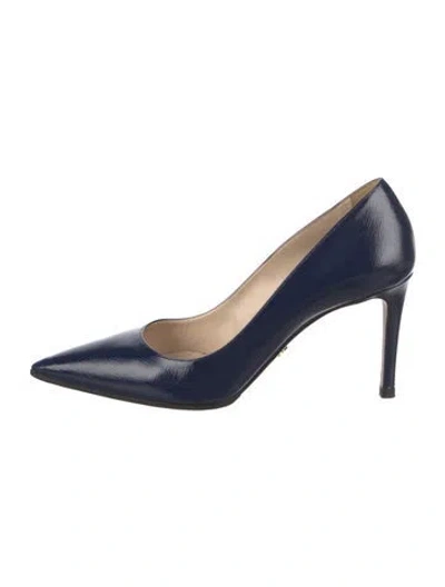Pre-owned Prada Saffiano Leather Pumps In Blue