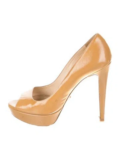 Pre-owned Prada Saffiano Leather Pumps In Neutral