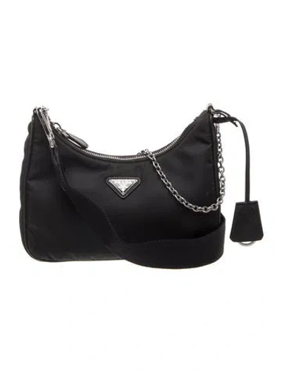 Pre-owned Prada Saffiano Leather Re-edition 2005 In Black