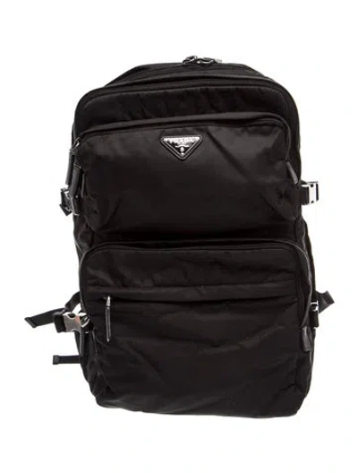 Pre-owned Prada Saffiano Leather Re-nylon In Black