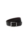 Prada Saffiano Leather Reversible Belt In Black