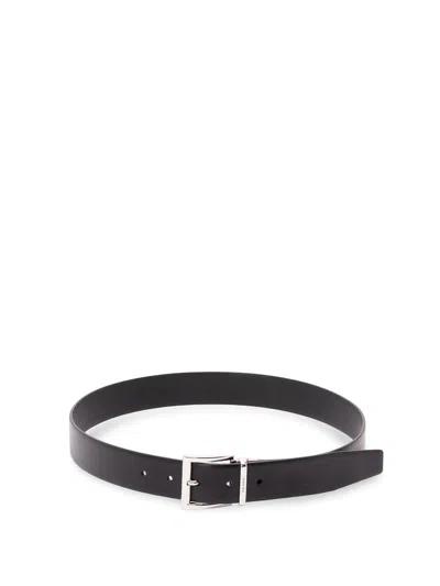 Prada Saffiano Leather Reversible Belt In Black