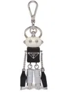 Prada Saffiano-leather Robot Keychain Trick In Black