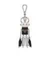 Prada Saffiano Leather Robot Trick Keychain In Gray