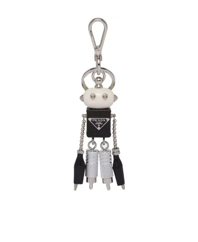 Prada Saffiano Leather Robot Trick Keychain In Assorted