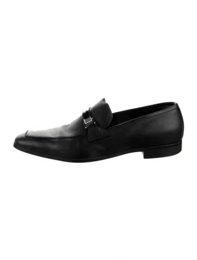 Pre-owned Prada Saffiano Leather Saffiano Leather Dress Loafers In Black