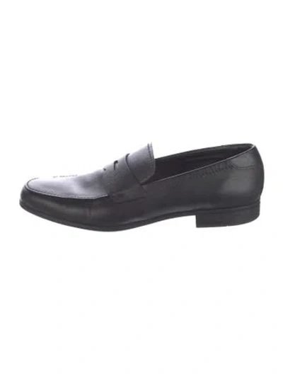 Pre-owned Prada Saffiano Leather Saffiano Leather Dress Loafers In Black