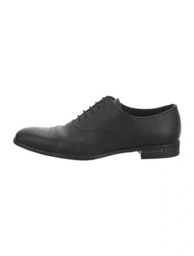 Pre-owned Prada Saffiano Leather Saffiano Leather Oxfords In Black