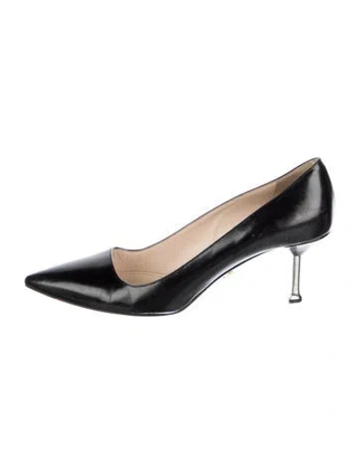 Pre-owned Prada Saffiano Leather Saffiano Leather Pumps In Black