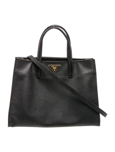 Pre-owned Prada Saffiano Leather Saffiano Soft Tote In Black