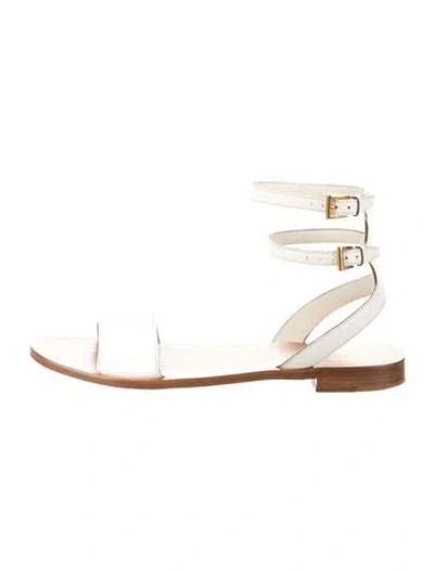 Pre-owned Prada Saffiano Leather Sandals In White