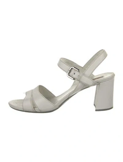 Pre-owned Prada Saffiano Leather Sandals In White