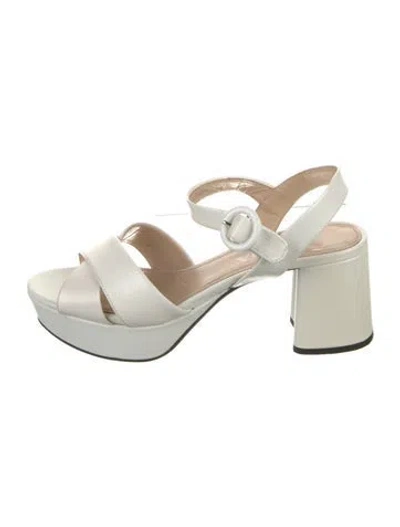 Pre-owned Prada Saffiano Leather Sandals In White