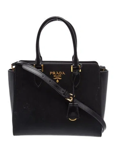 Pre-owned Prada Saffiano Leather Satchel Saffiano Leather Handle Bag In Black
