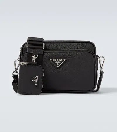 Prada Saffiano Leather Shoulder Bag In Black