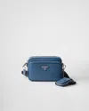 Prada Enamel Triangle Logo Attached Pouch Shoulder Bag In Air Force Blue