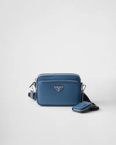 Prada Saffiano Leather Shoulder Bag In Air Force Blue